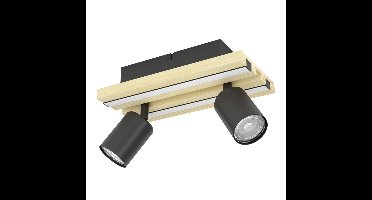 Stars of Light Plafondlamp dubbelGesteira zwart met hout - 390522